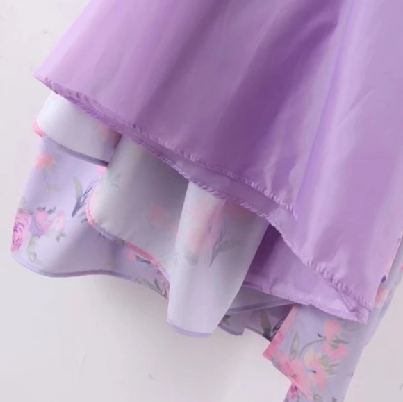 Lilac Floral Puff Sleeve High Waist Surplice Maxi Dress with Bow - Picture 11 of 16